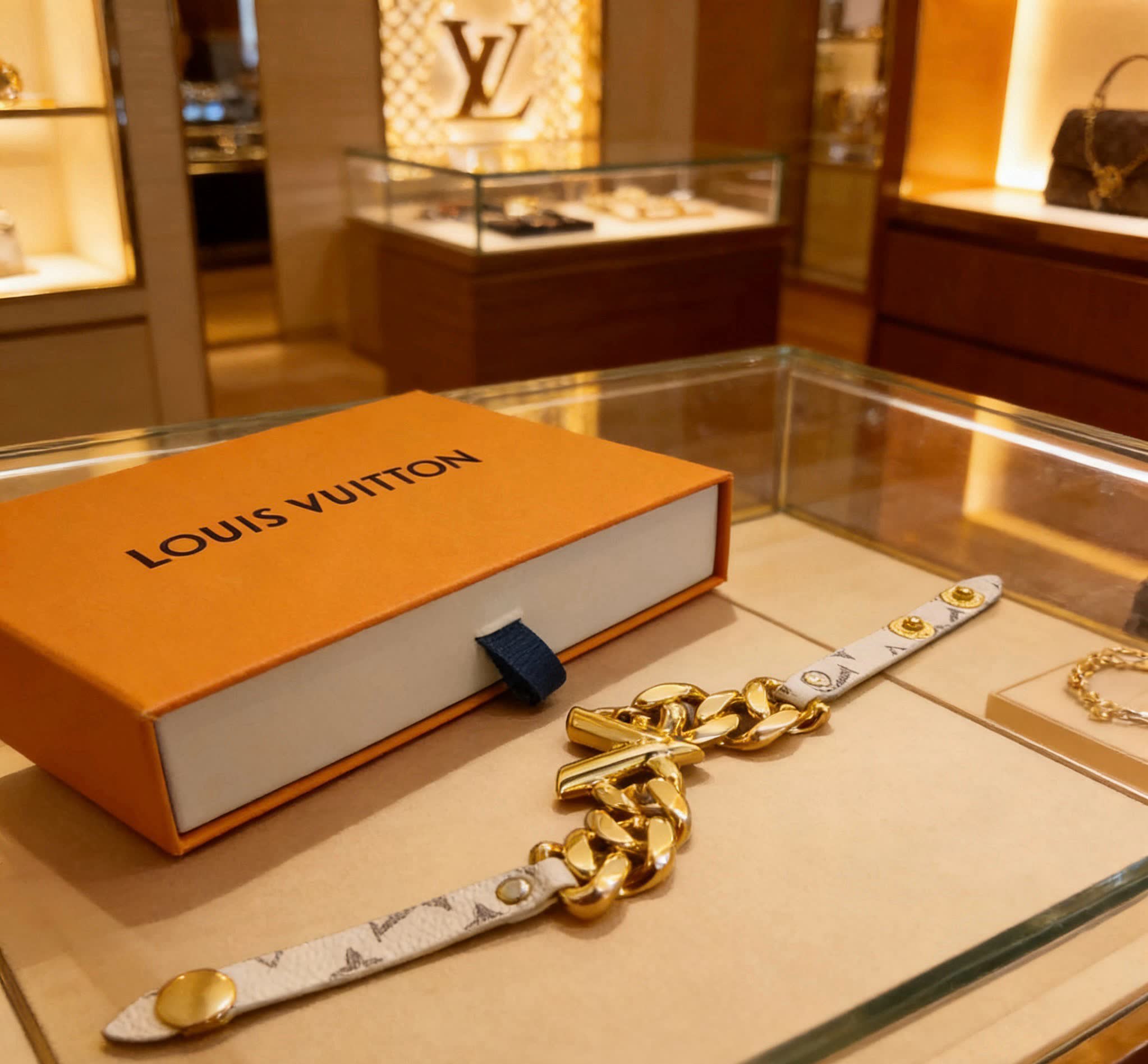 Louis Vuitton Gold Tone Chain Link Bracelet